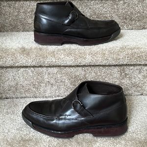 Salvatore Ferragamo Monk Strap Ankle Boots Rubber Studded Platform Golf Size 11